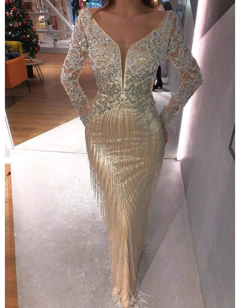 Luxury Evening Dress with Silver Touch