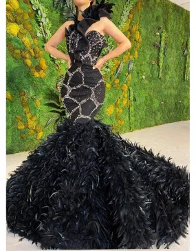 Luxury Evening Gown Black Fur Luxury Evening Gown Black Fur