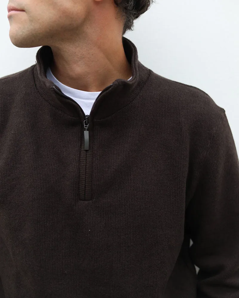 Merino blend 1/4 zip | Chocolate Brown