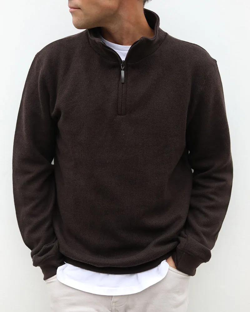 Merino blend 1/4 zip | Chocolate Brown