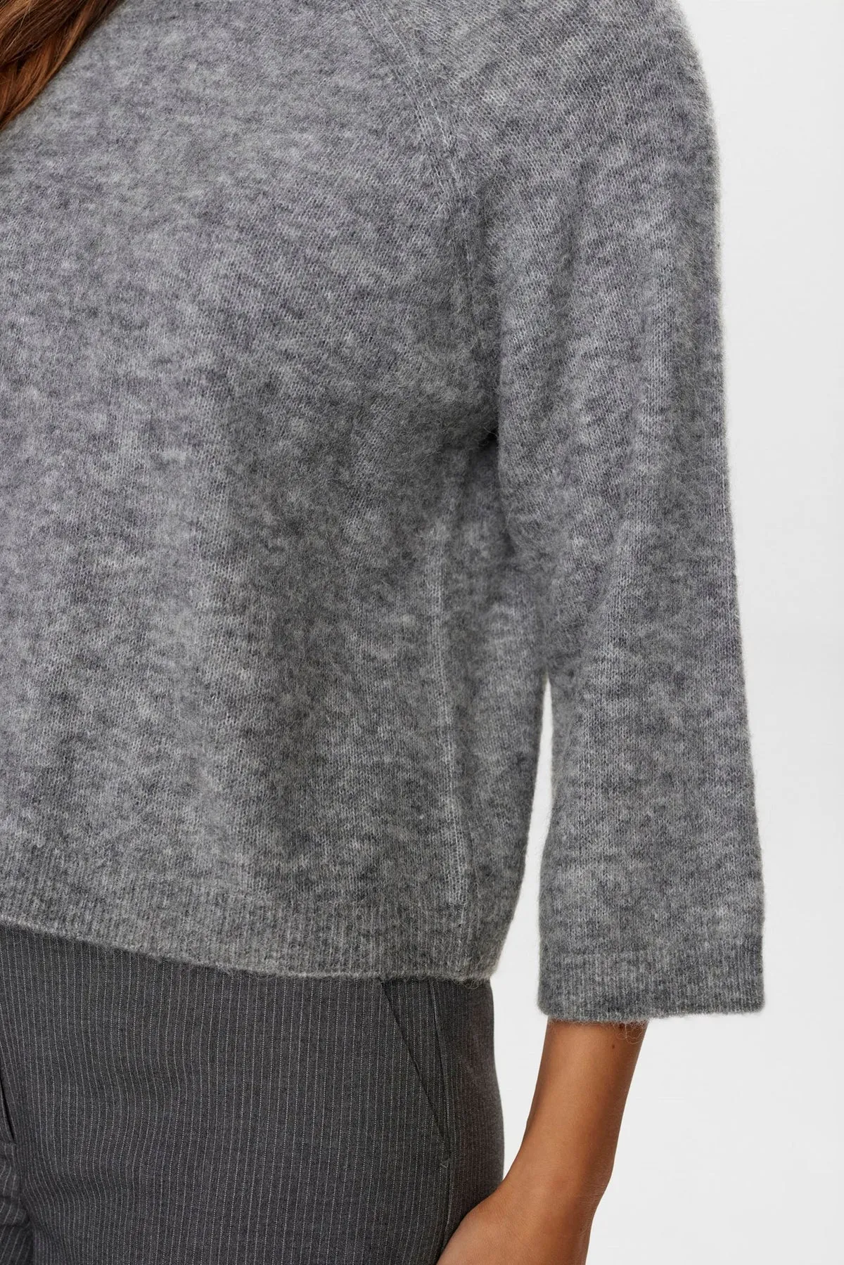 Numph Nuriette Selma Knit in Medium Grey Melange