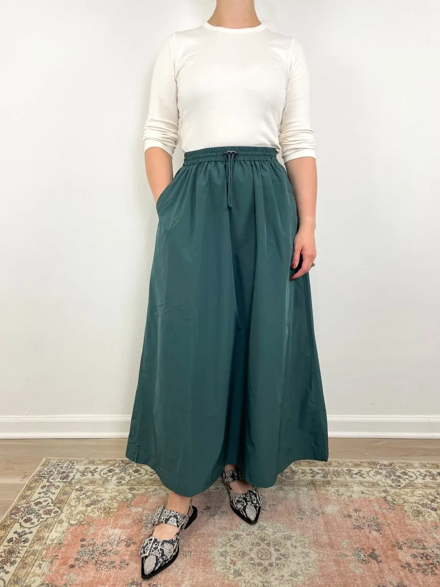 Nylon Maxi Skirt in Elm