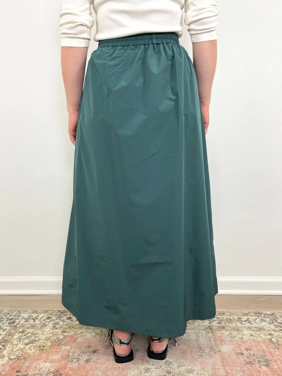 Nylon Maxi Skirt in Elm