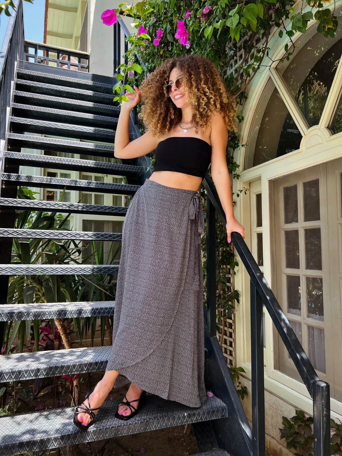 Polka Dot Skirt In Black And Beige