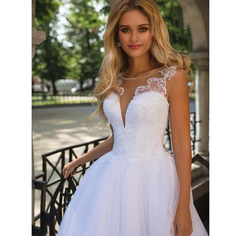 Princess Applique Beaded Tulle Bridal Gown WD1024