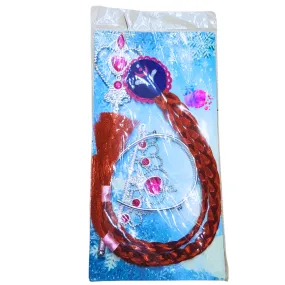 Princess Fire Queen Dress-Up Set - Red Braid Wig, Tiara & Scepter (Ages 5 )