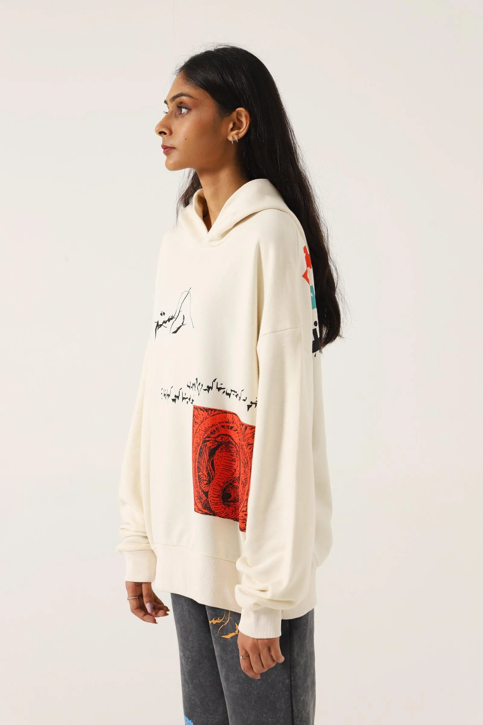 "SEEDHA RASTAH" BEIGE HOODIE