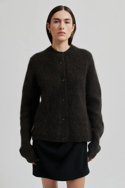 Second Female - Brook Knit Rib Cardigan 57878 - Mulch