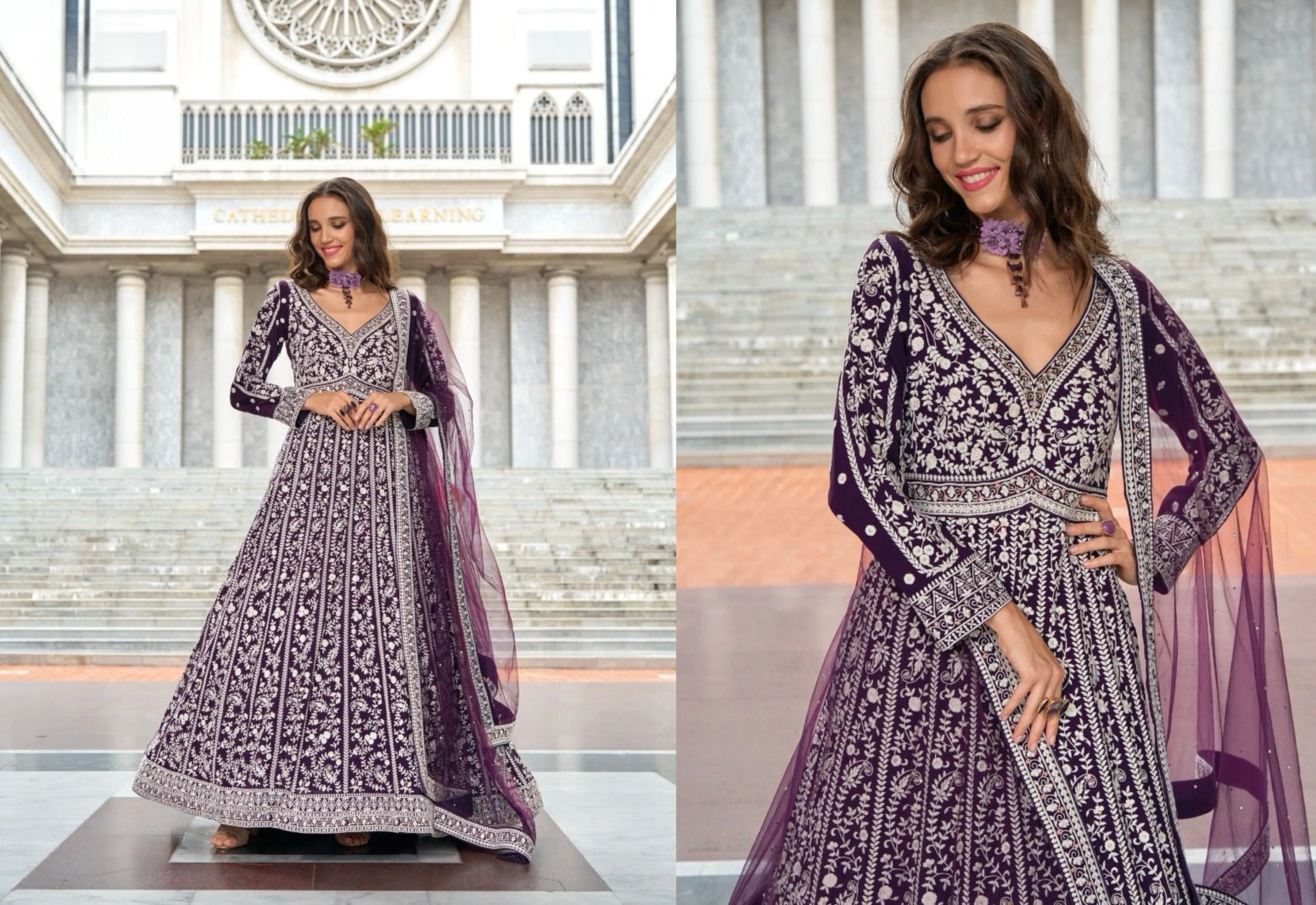 Semi Formal Faux Georgette Gown