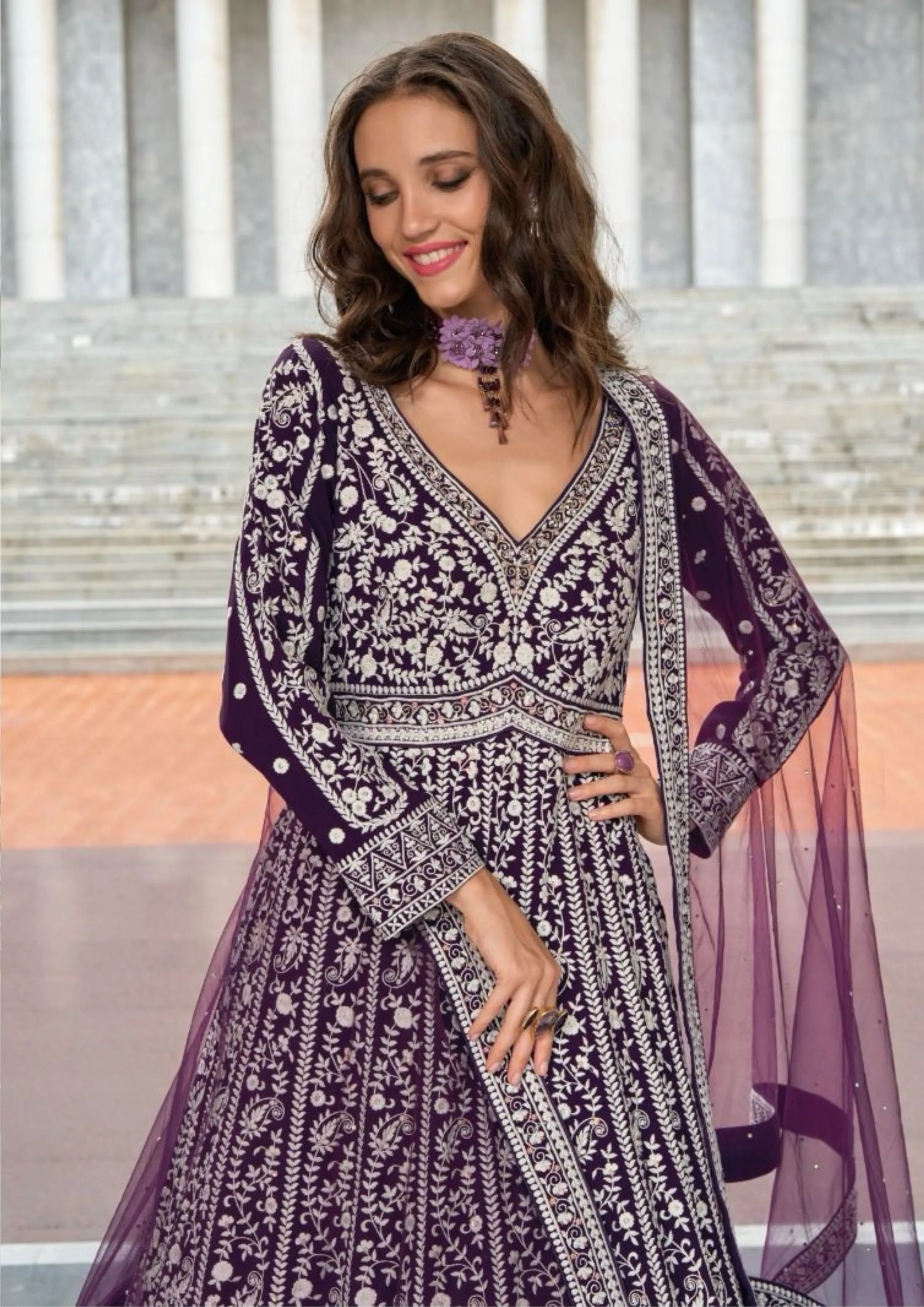 Semi Formal Faux Georgette Gown