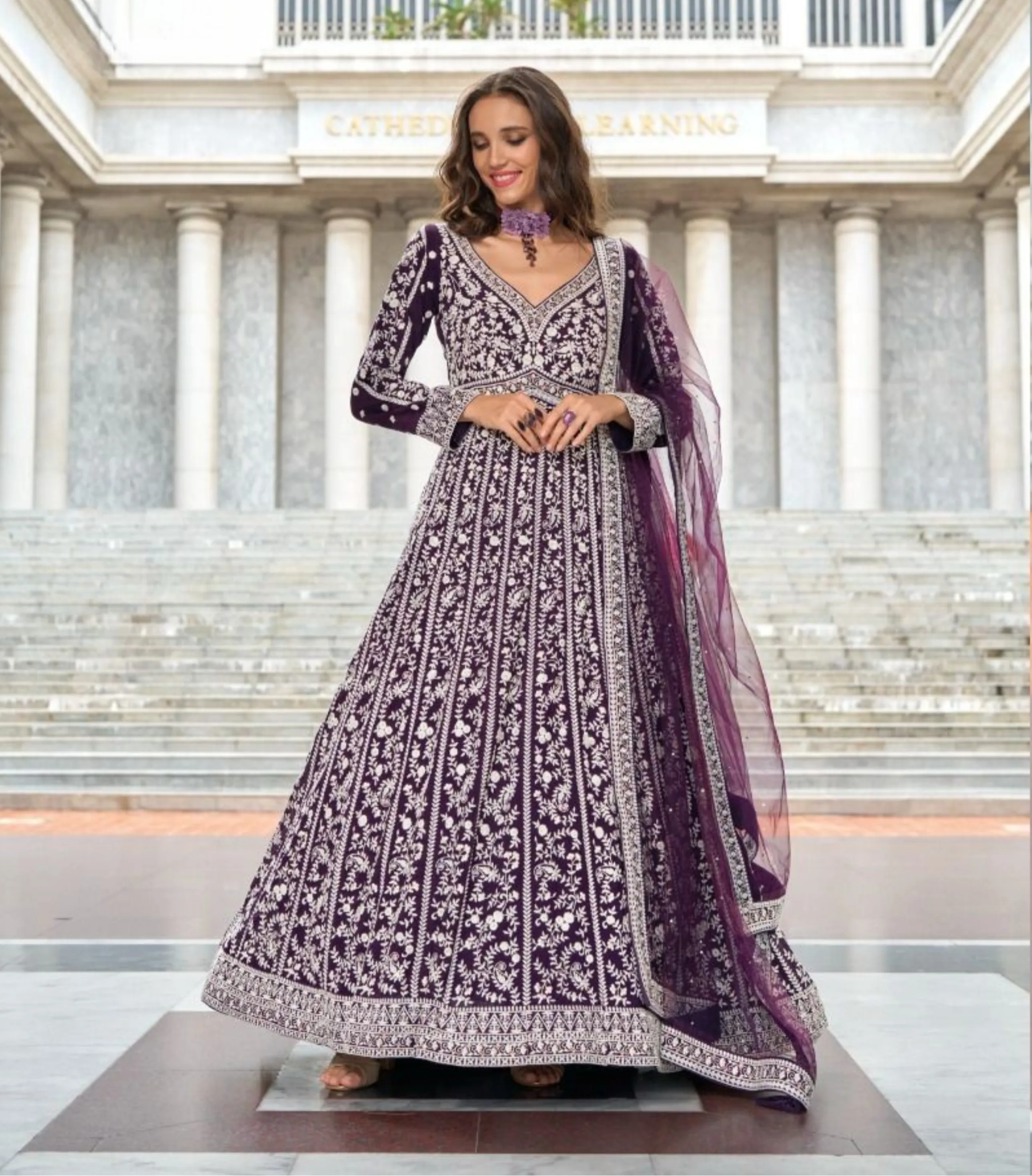Semi Formal Faux Georgette Gown