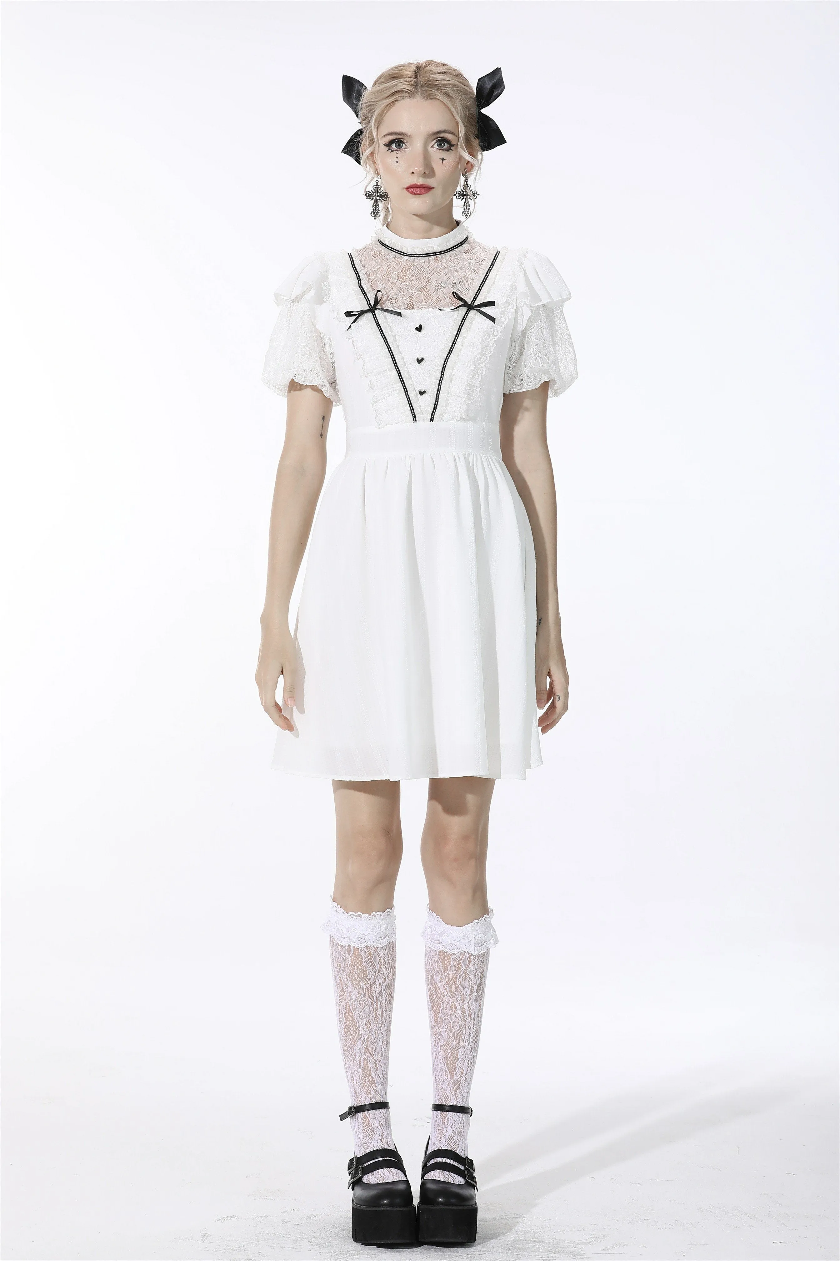 Soulless princess white puff sleeves dress DW548