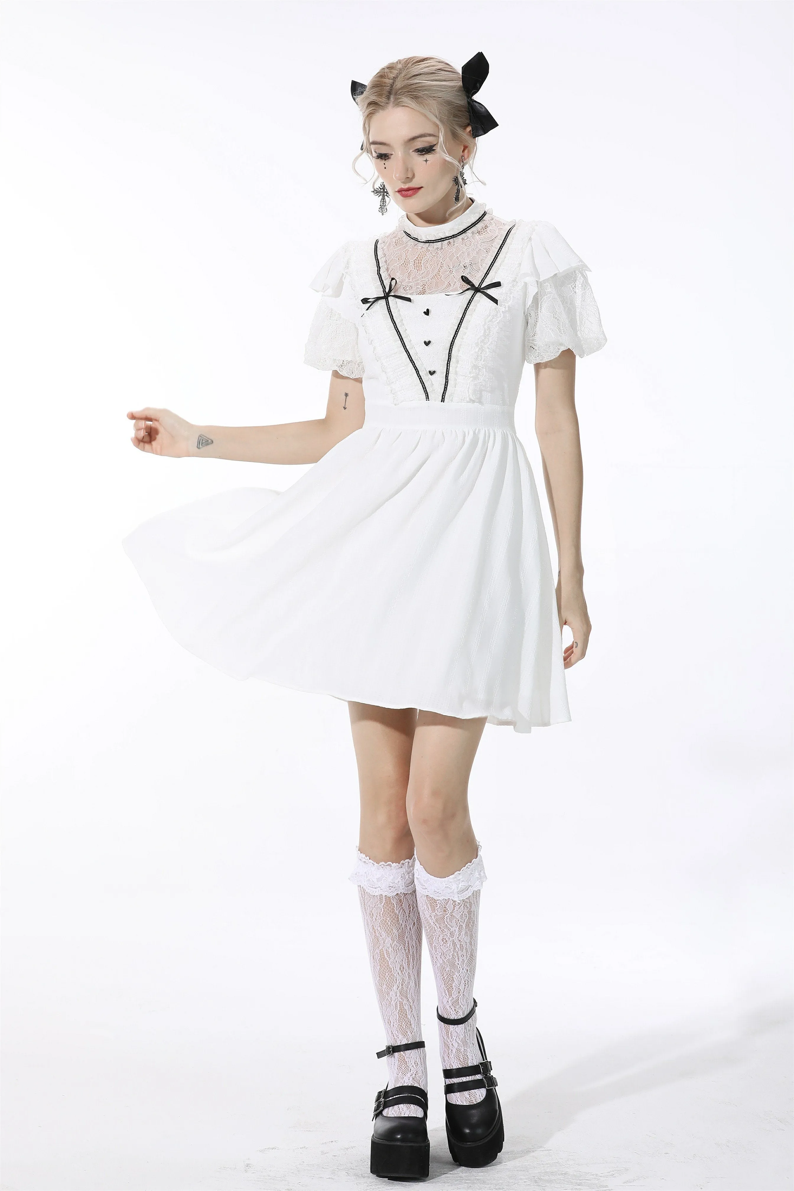 Soulless princess white puff sleeves dress DW548