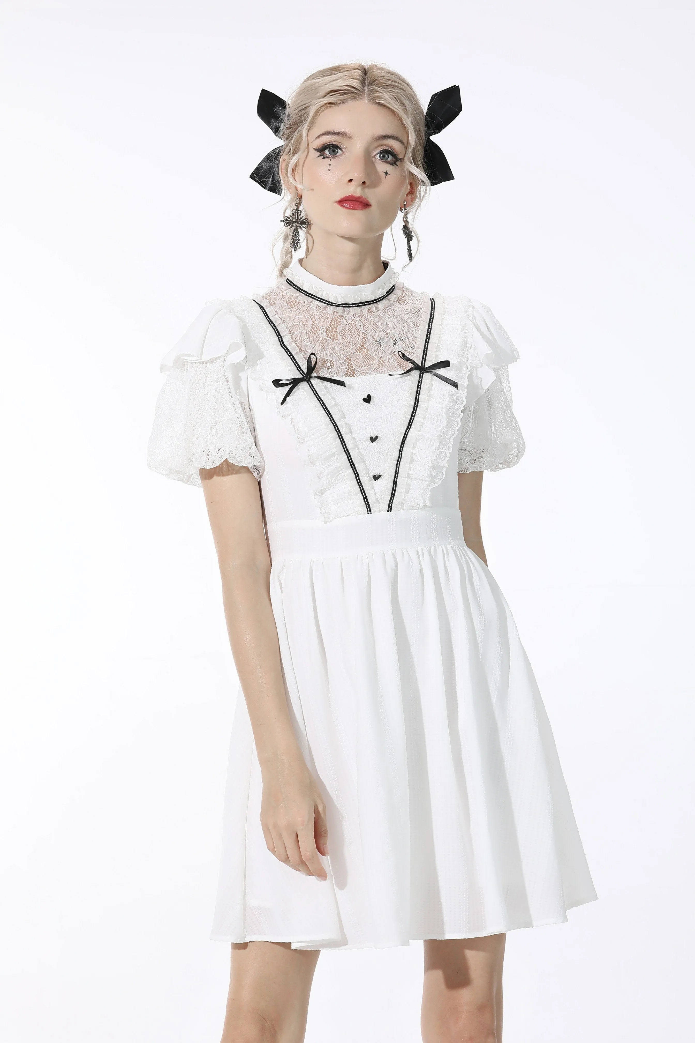 Soulless princess white puff sleeves dress DW548