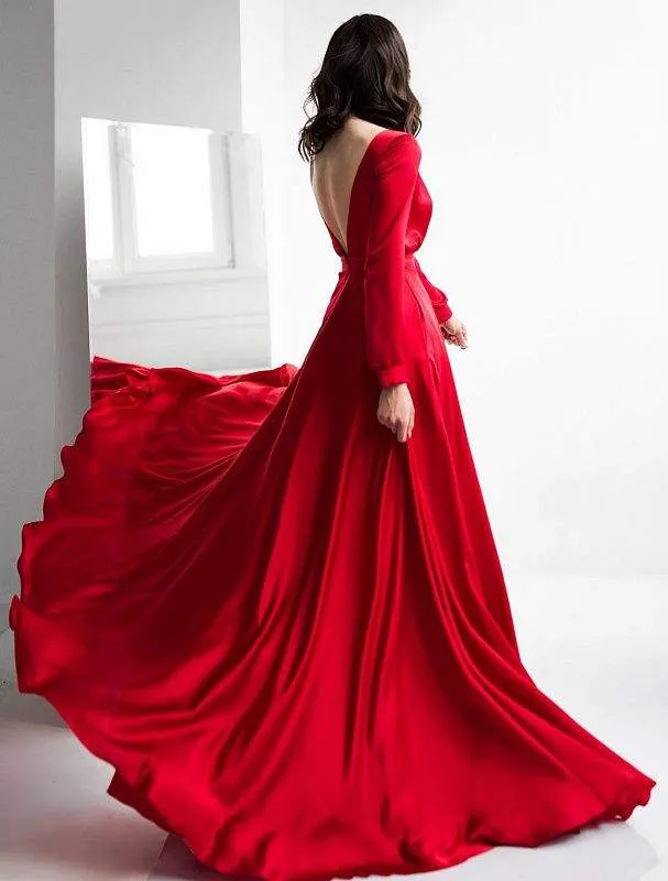 Splice Red Evening Dress
