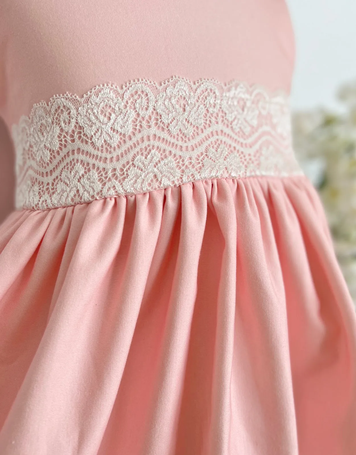 Spring Pink Bunny Border Dress NB-14