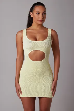 Textured Vanilla Cut Out Mini Dress