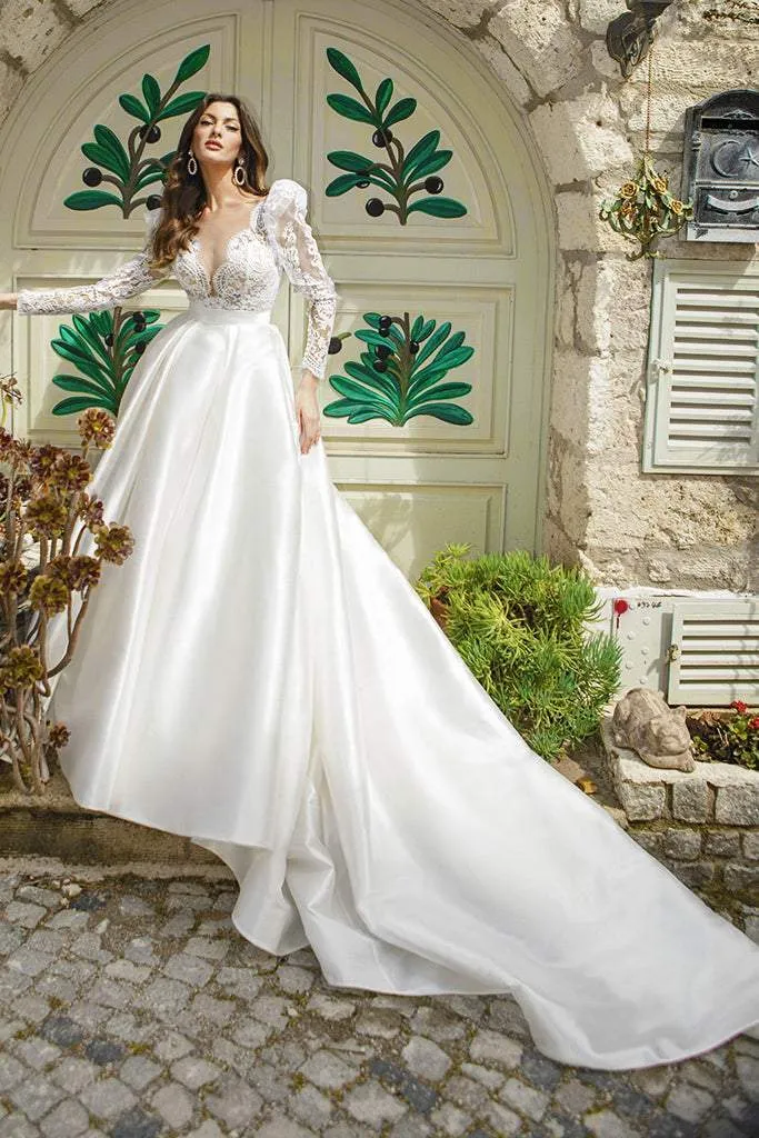 Wedding Dress With Satin Train