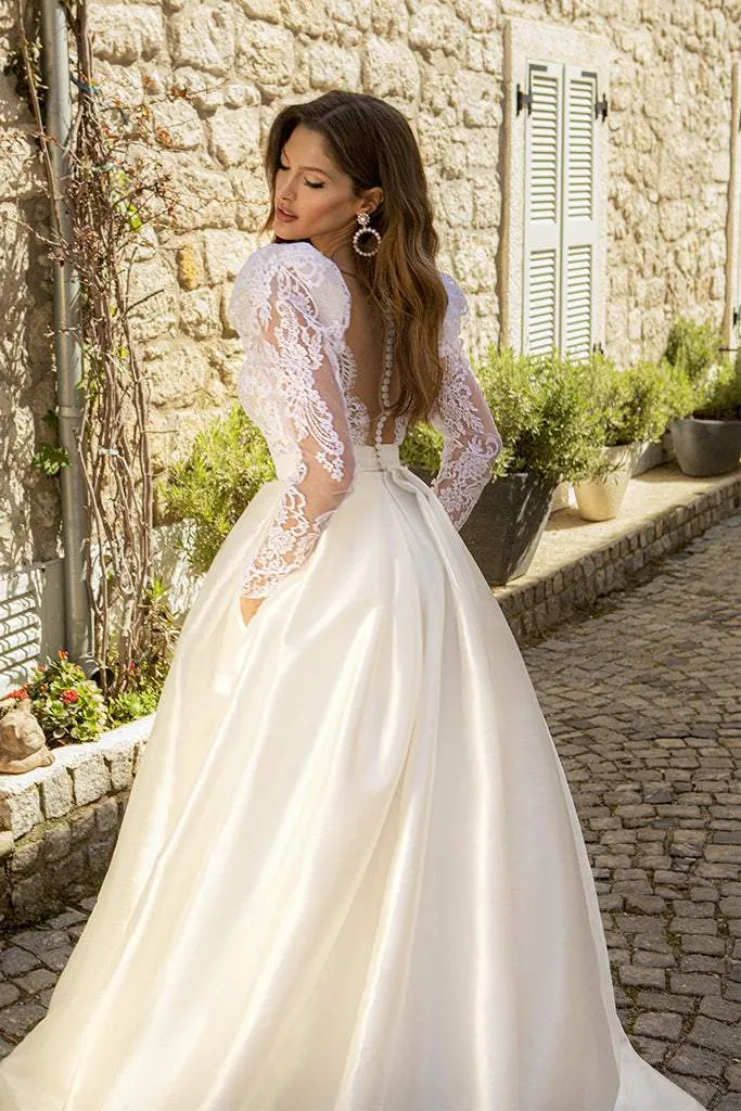 Wedding Dress With Satin Train