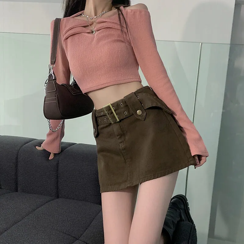 Wide Belt Skirt Babygirl Aesthetic
