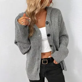 Women's Cozy Knit Cardigan with Drawstring Hood | Ideal for Autumn/Winter