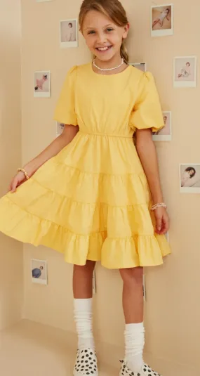 Yellow Puff Sleeve Dress